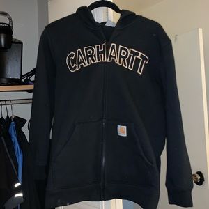 Carhartt black zip up with emblem